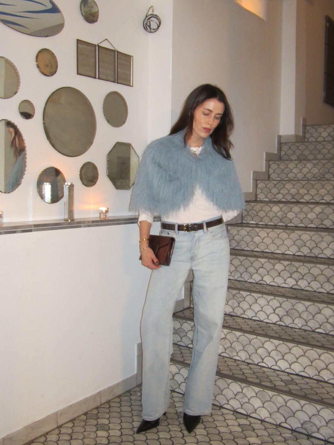 woman wearing icy blue color trend spring 2026