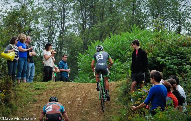 Joshua Lehmann (ENGVT) riding one of the new steep climbs