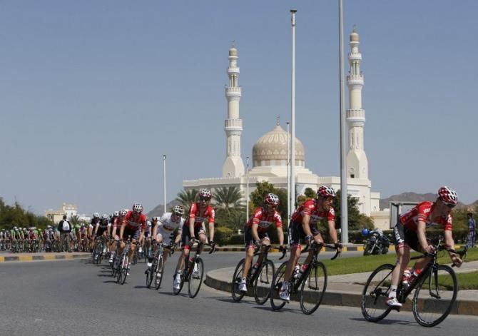 Lotto lead the peloton on stage 1