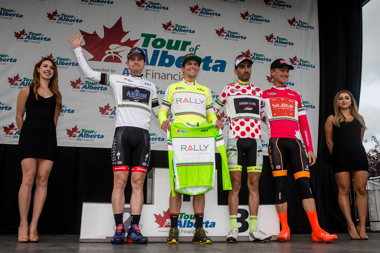The jersey leaders after stage 3 in Alberta