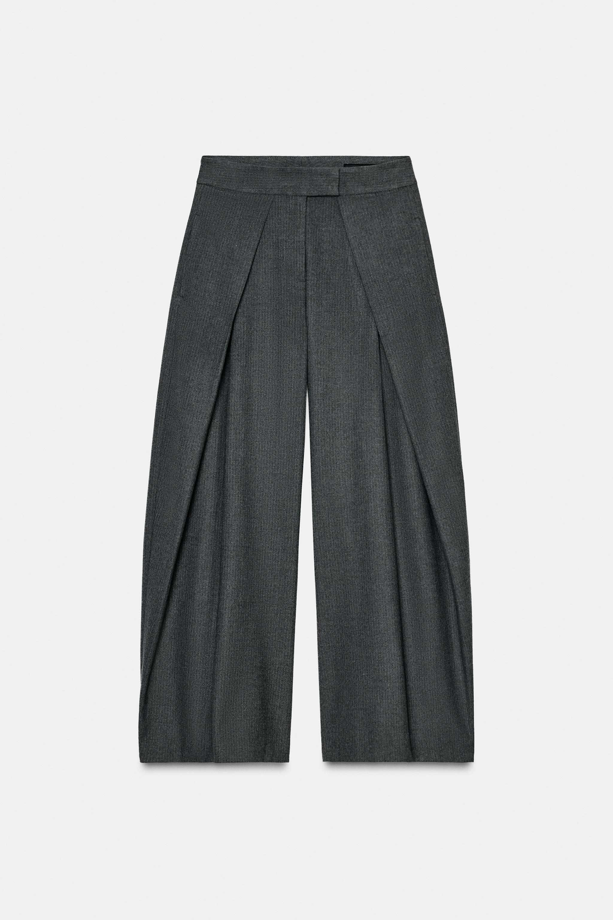 Zw Collection Pinstripe Wide Leg Pleated Pants