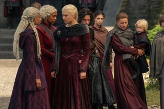 Queen Rhaenyra (Emma D'Arcy) and Rhaena Targaryen (Phoebe Campbell)