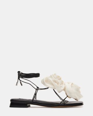 Rosalind Black Multi Rose Embellished Lace-Up Sandal | Women's Sandals – Steve Madden