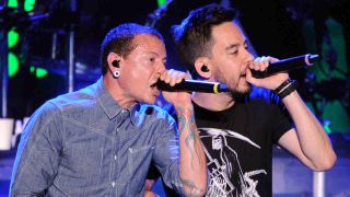 Linkin Park’s Chester Bennington and Mike Shinoda performing live in 2014