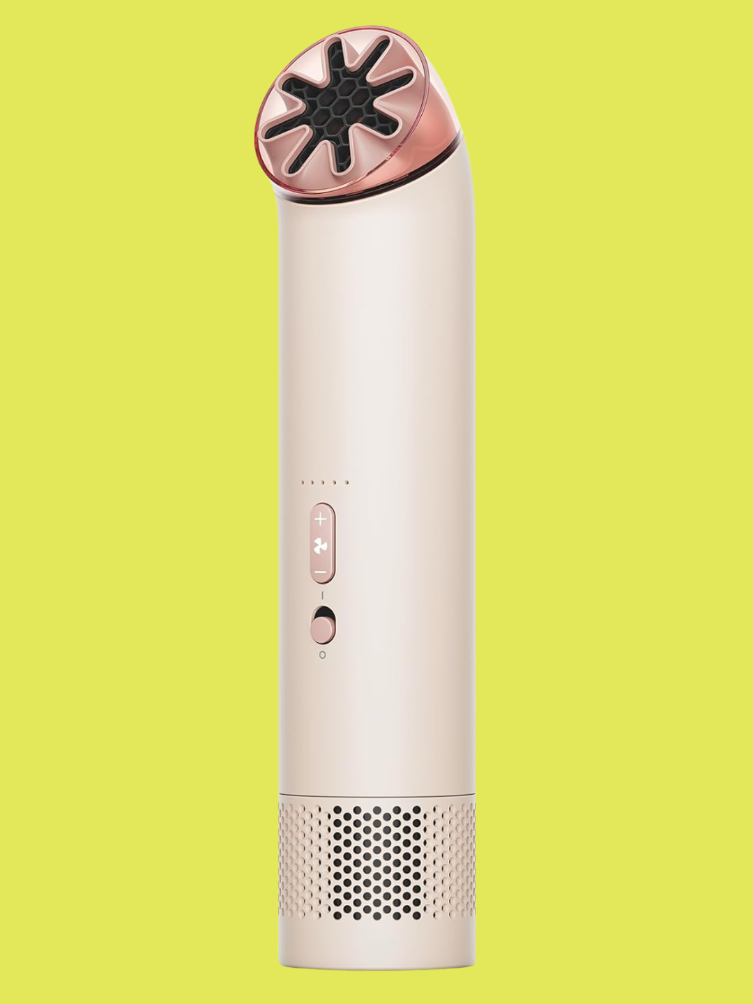 A pale blush pink portable electric fan from Dyson