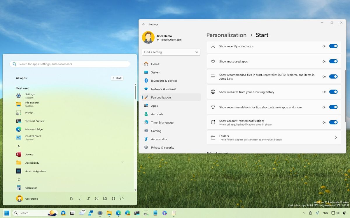 Windows 11 23H2 adds a new Start menu feature - files thumbnail