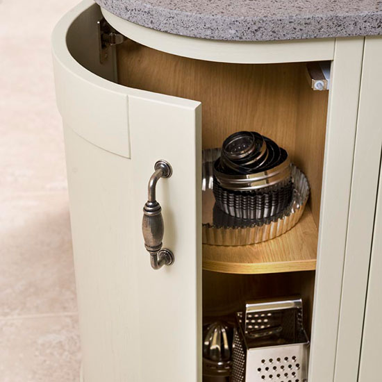 curved cabinet in kitchen