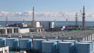 A view of the steel containers used to store wastewater at the Fukushima-Daiichi nuclear power plant.