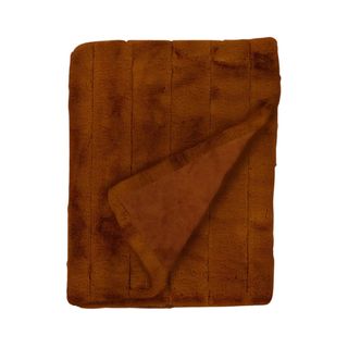 Channel Faux Fur Throw Blanket Dark Camel - Threshold™