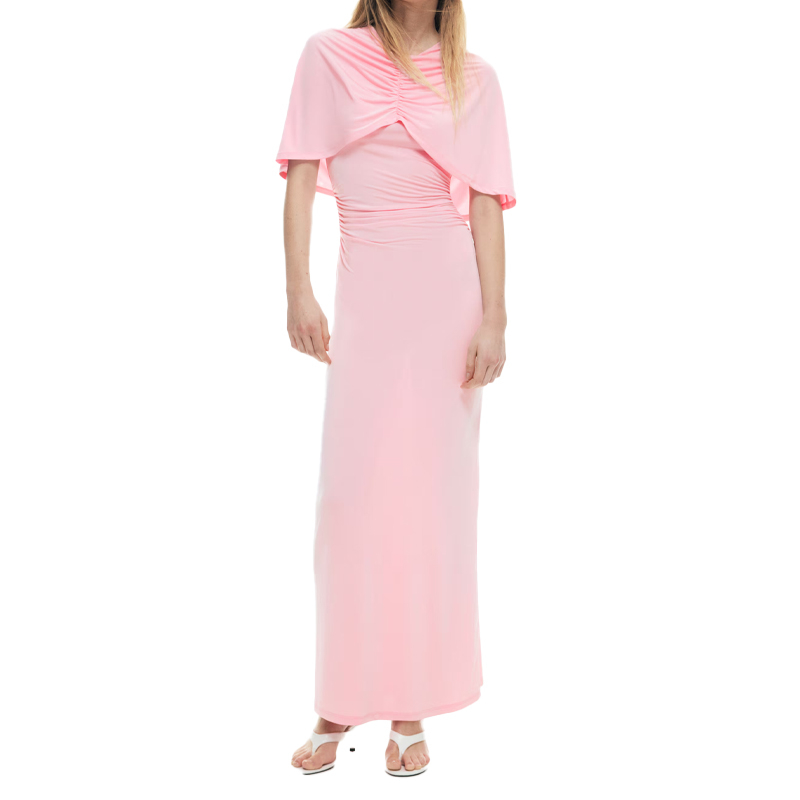 model wearing a pink H&amp;amp;M cape dress