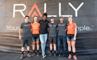 Ty Magner, Robin Carpenter, Melvin Gordon, Brad Huff, Jesse Anthony and Megan Jastrab at the Rally Health bike build.