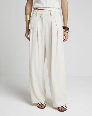 Cream Wide Leg Trousers