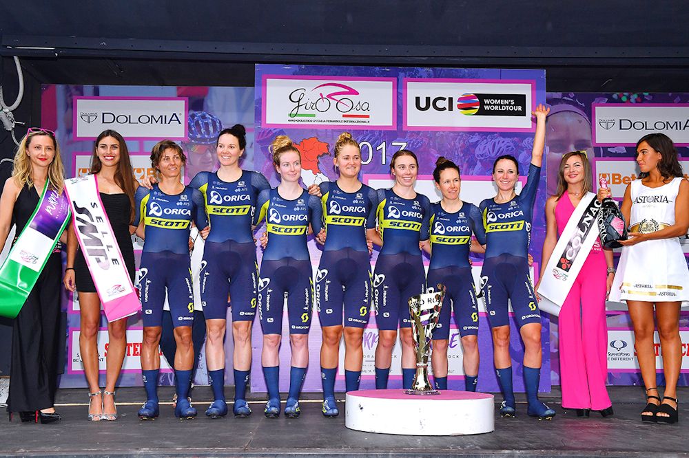 rica-Scott on the stage 1 Giro Rosa podium