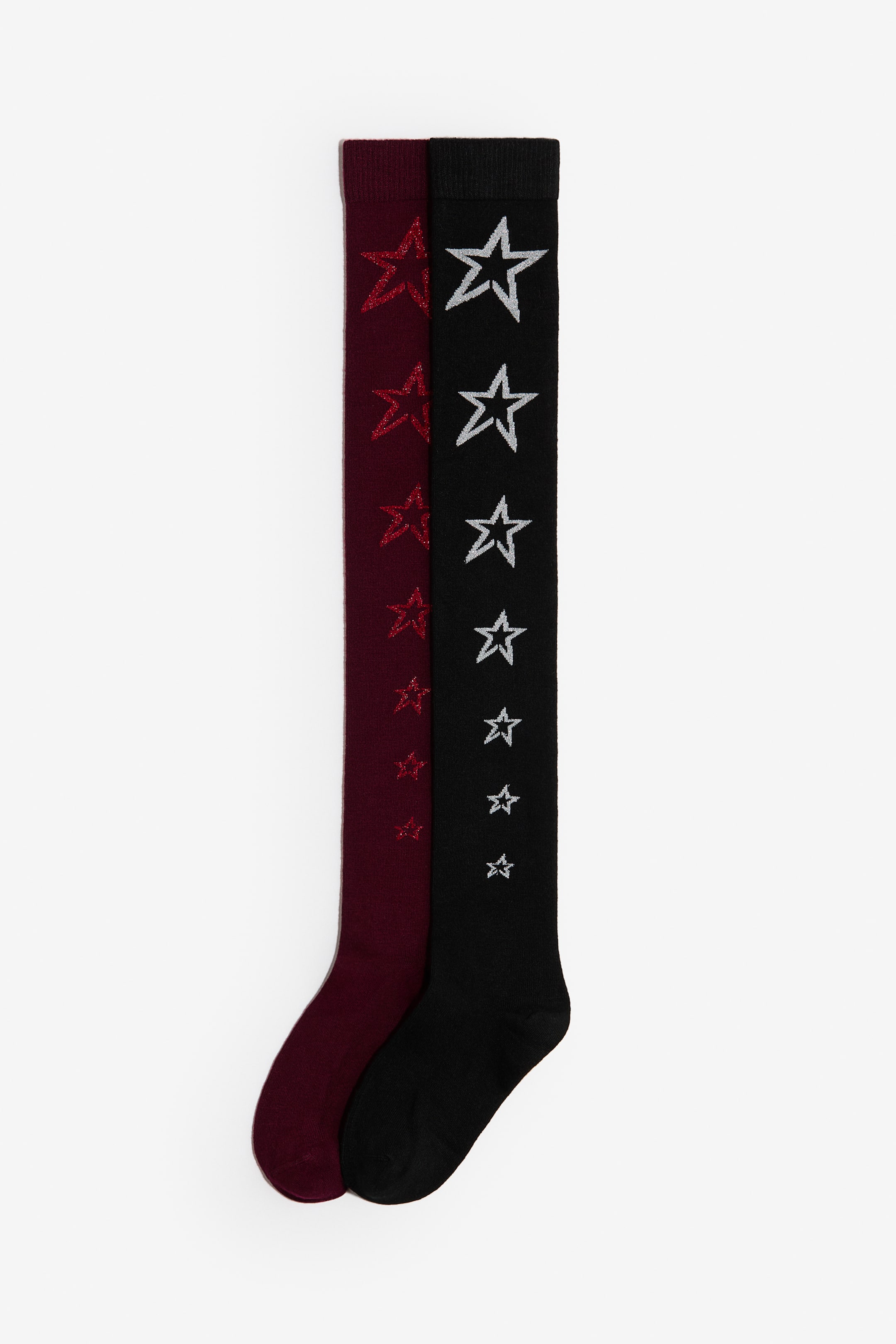 2-Pack Knee Socks - Burgundy/black