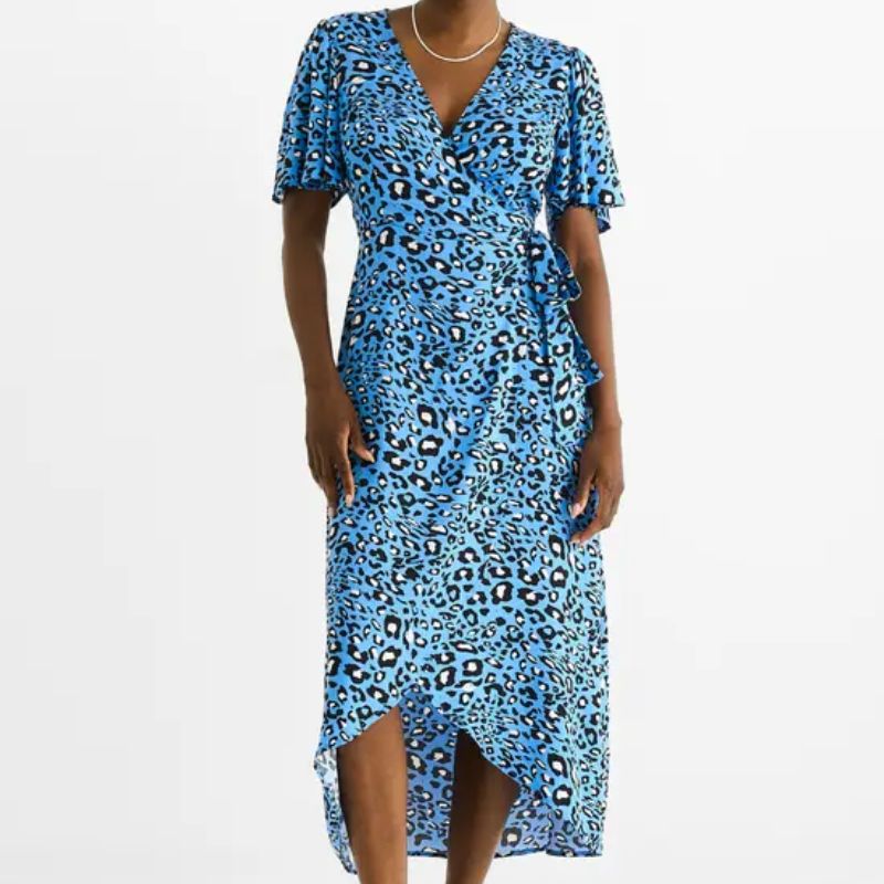 blue leopard print dress