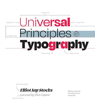 Universal Principles of Typography book cover, with each part of the cover design analysed and annotated as a style detail