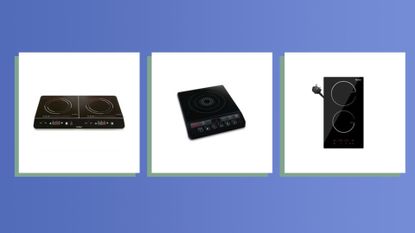 a collage image showing three of the best portable induction hobs in w&h's round-up