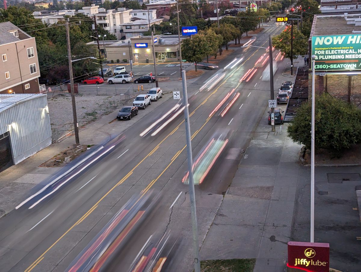 Pixel 7 long exposure of cars on a street