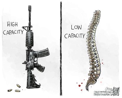 Political cartoon U.S. School shooting gun violence NRA