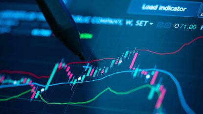 stock market chart with red and green bars