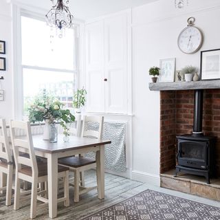 dining room with white walls