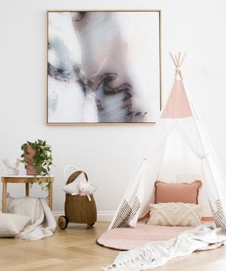 Girls nursery ideas: Baby pink kids teepee tent by Cattywampus