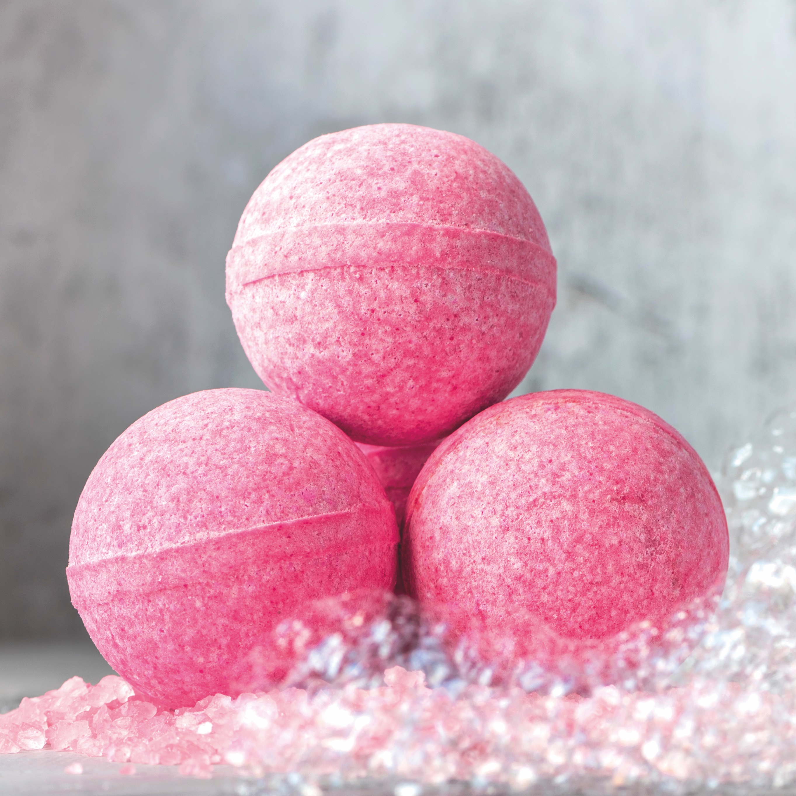 Pink bath bombs