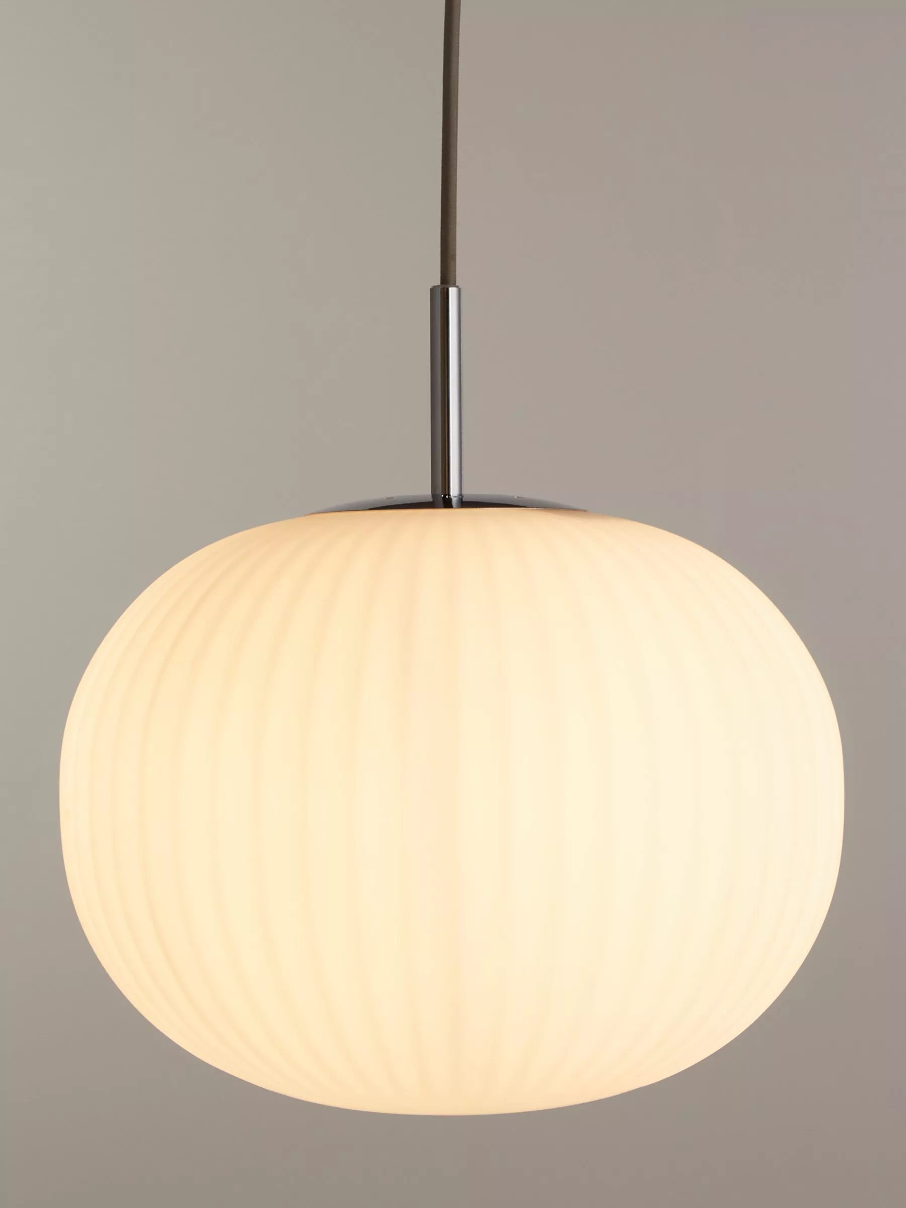 John Lewis Pleated Glass Globe Ceiling Light, White/chrome