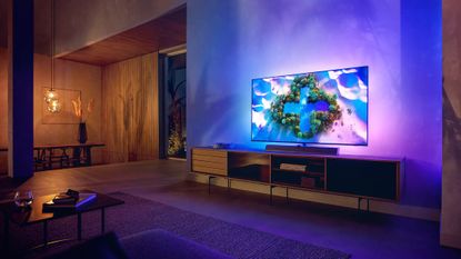 Philips Ambilight TV showing lighting effects in action