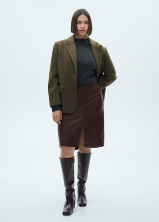 Mango, Faux-Leather Pencil Skirt