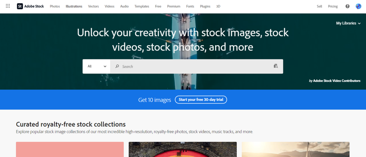 Adobe Stock homepage during our review process