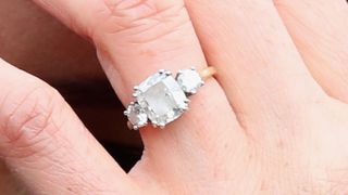 Ring, Engagement ring, Jewellery, Fashion accessory, Finger, Gemstone, Wedding ring, Hand, Diamond, Wedding ceremony supply,