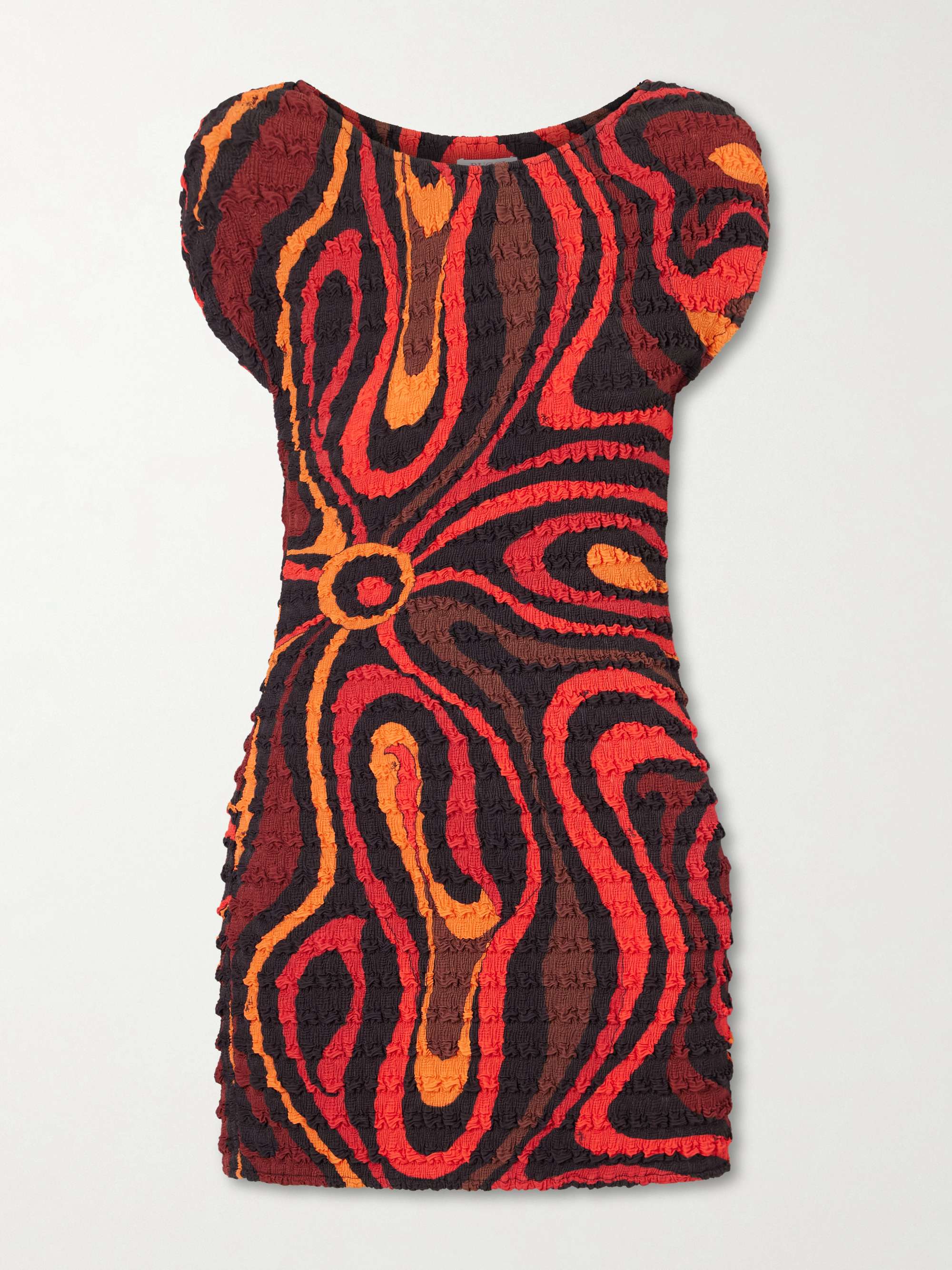 Shibori Crinkled-Crepe Printed Mini Dress