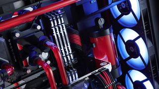 Close-up of a PC liquid cooling system