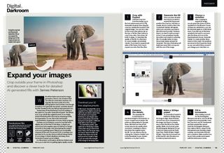 Image showing the Tool School tutorial in issue 290 (February 2025) of Digital Camera magazine, about expanding photographs using Generative Fill in Adobe Photoshop