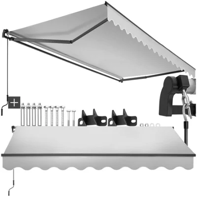 Retractable Awning Ornella - Wall Bracket Incl, Easy Adjustment, and Uv Blocking 300 X 250 Cm - Light Grey