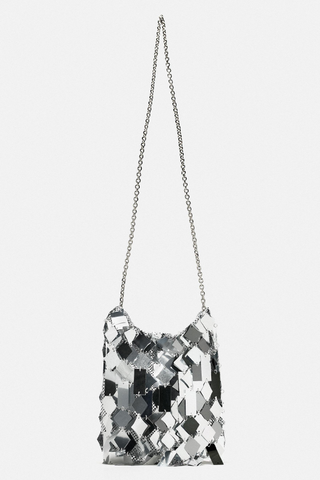 Zara, Fringed Metallic Bucket Bag