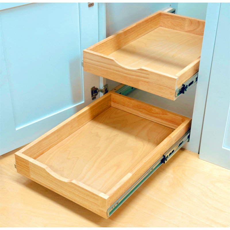 Rebrilliant Malaree Slide-Out Shelf Soft Close Rails Wood Pull Out Tray Organizer No Assembly Required & Reviews | Wayfair
