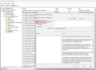 Group Policy Editor reset user configuration