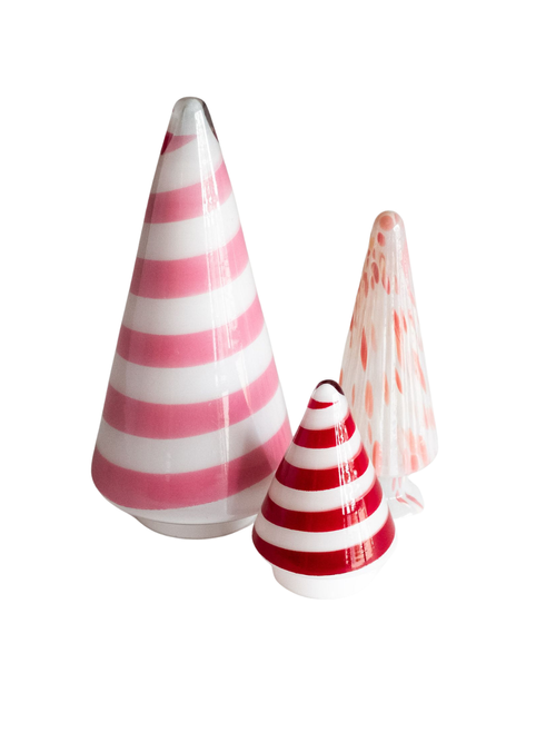 Candy Cane Stripe Glass Christmas Tree Set