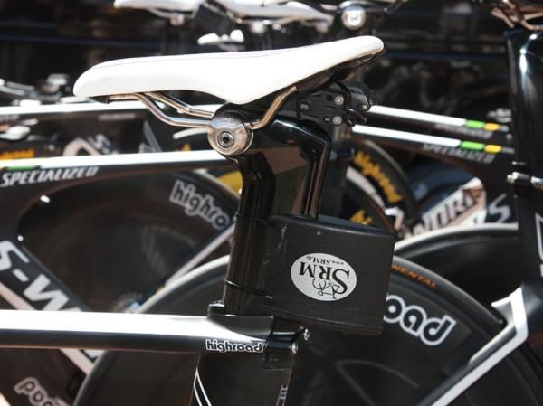 Once again, a number of bikes in the peloton were fitted with SRM's wireless data transponder for real-time streaming of rider telemetry during the race.