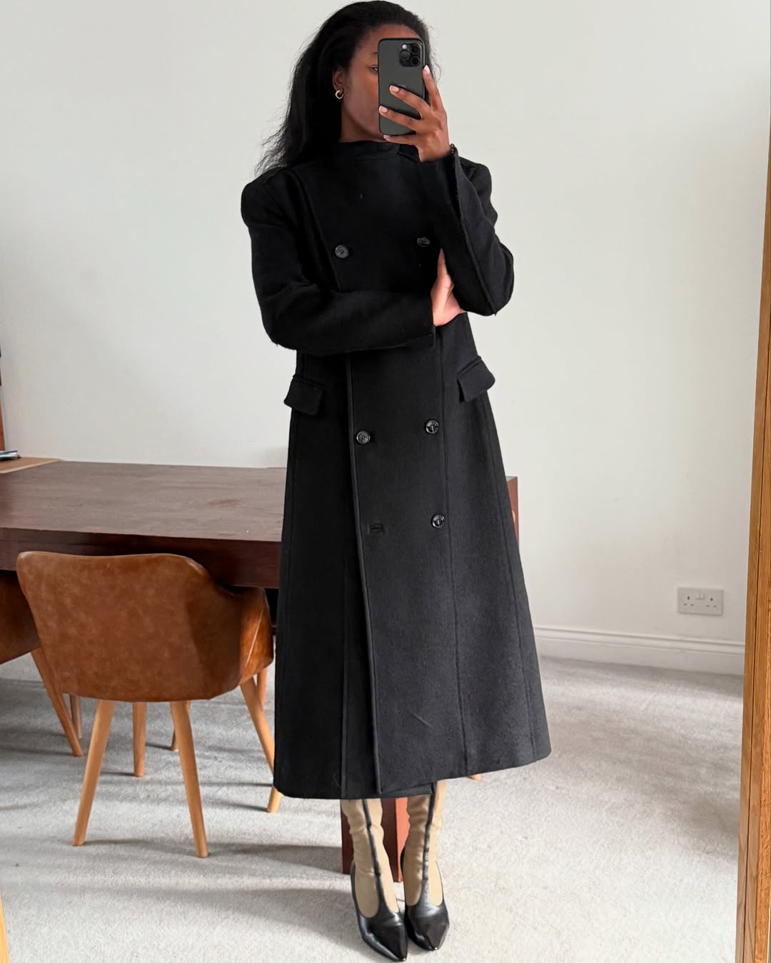 Marilyn NK wearing a wool coat.