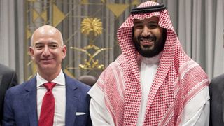 Amazon CEO Jeff Bezos and Saudi Crown Prince Mohammad bin Salman at a meeting.