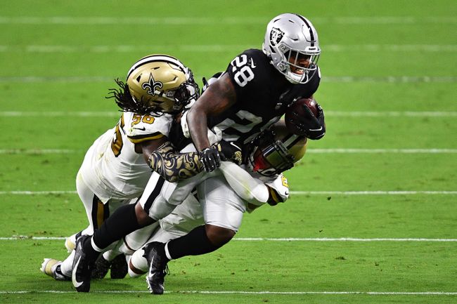 The Saints play the Raiders during a Monday Night Football game