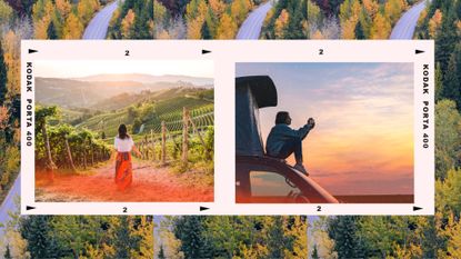 Montage of two pictures showing women traveling alone