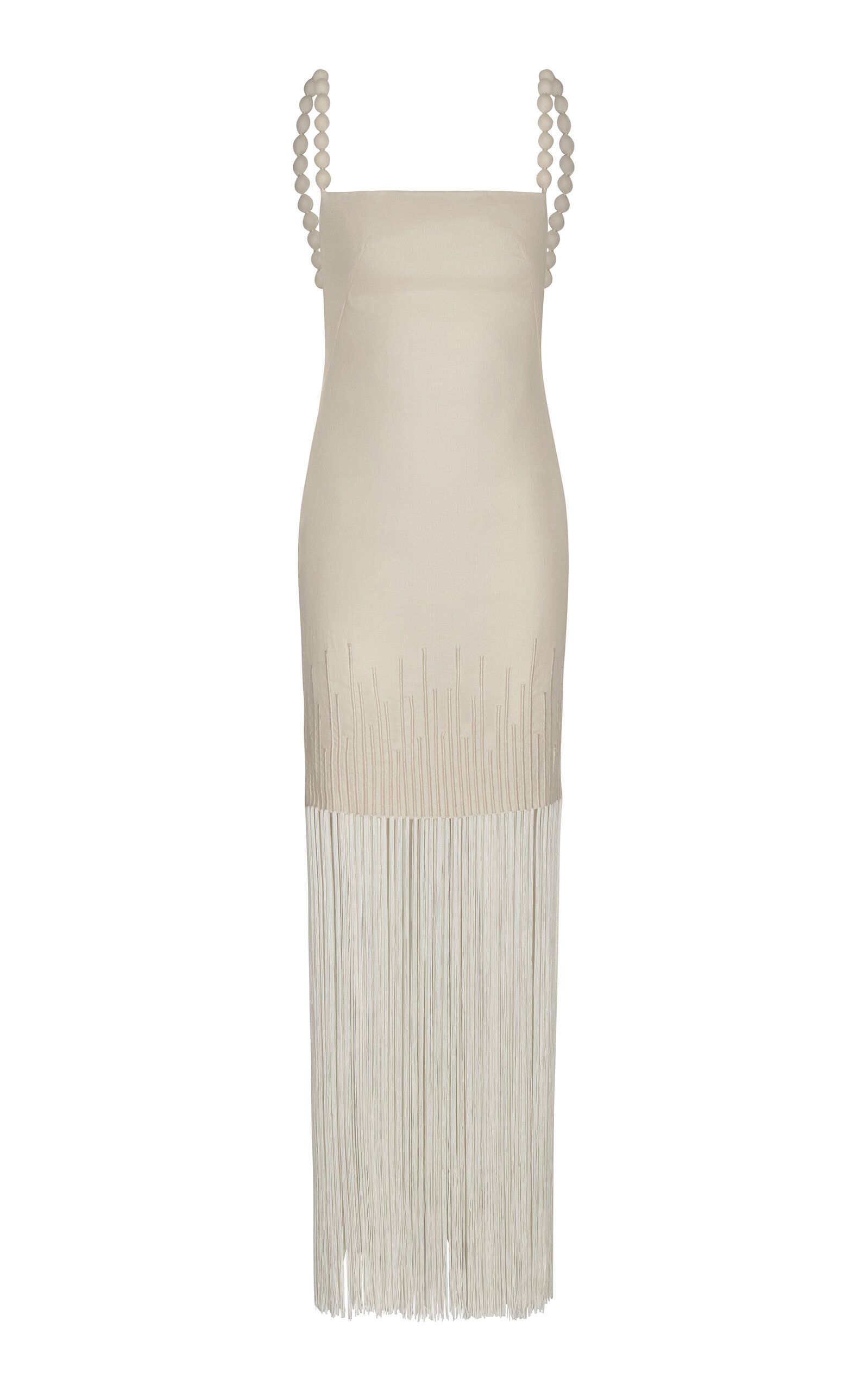 Mar Caribe Fringed Linen Maxi Dress