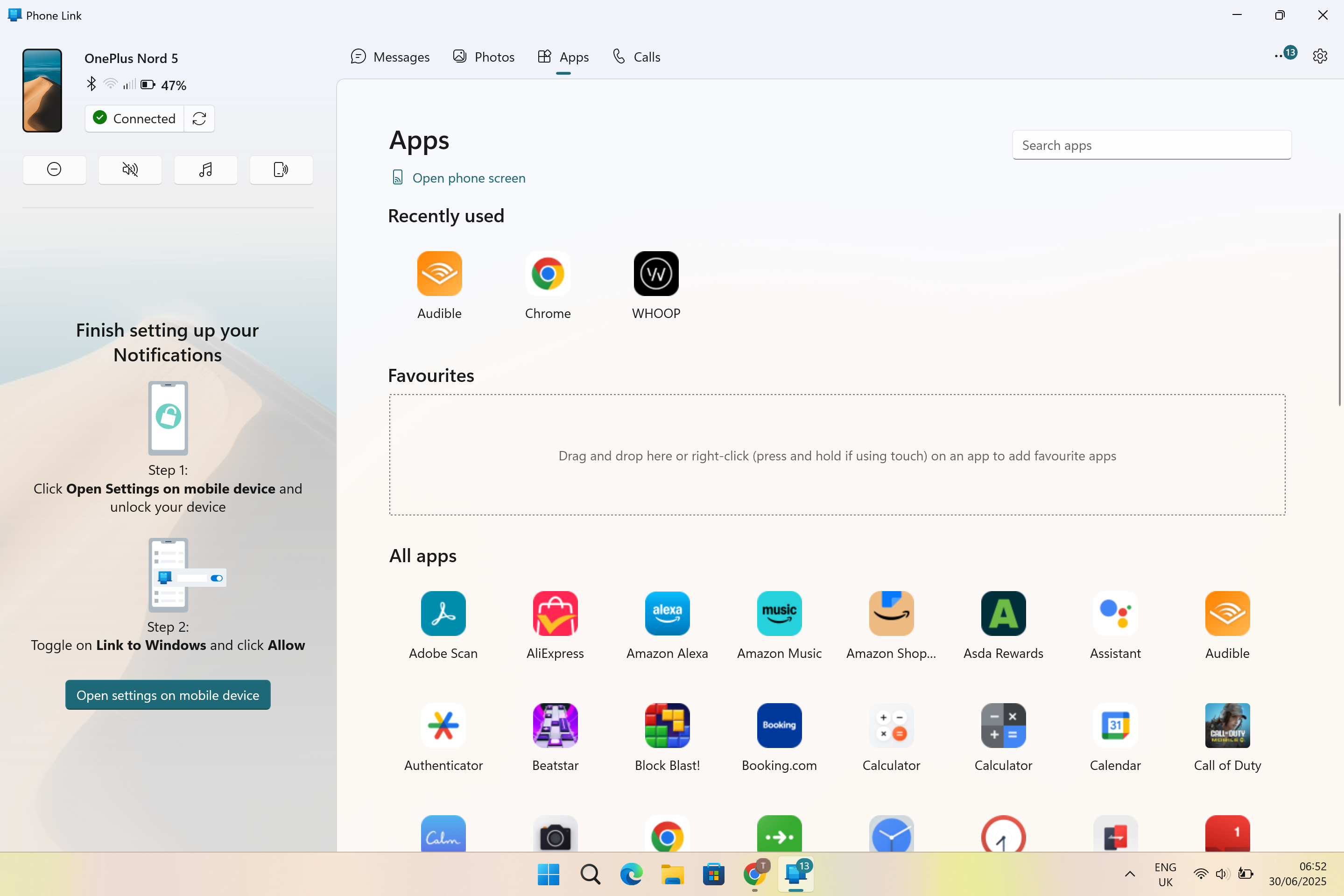 An Android user connecting his phone to a Windows PC