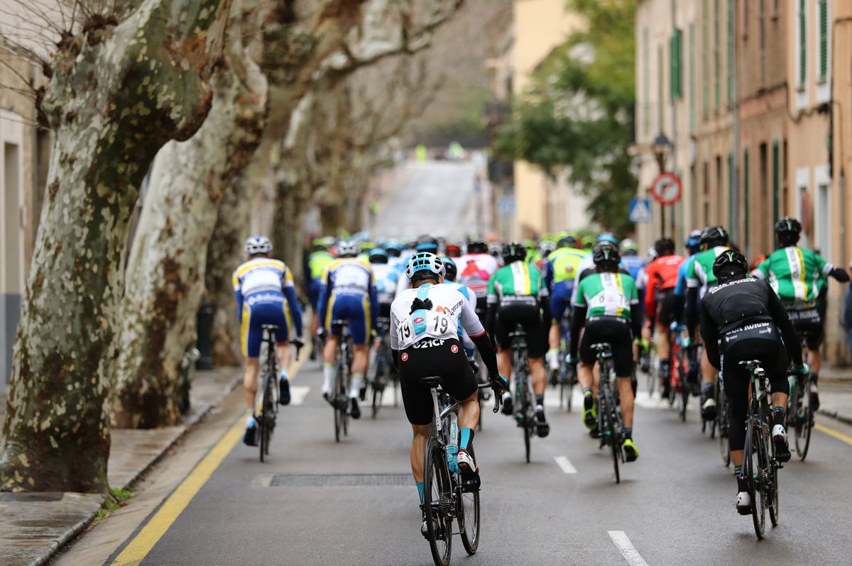 Michal Golas at the back of the bunch