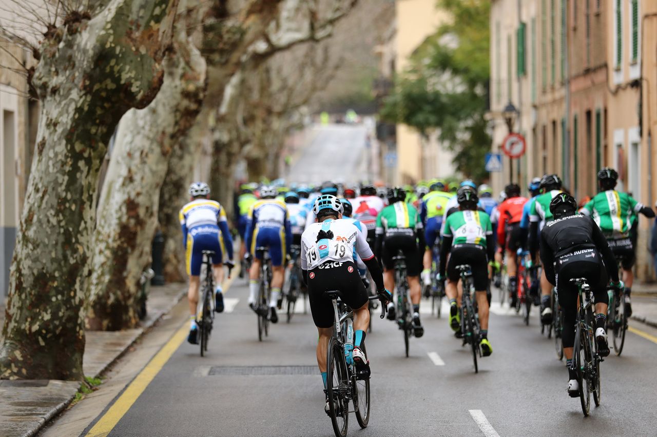 Michal Golas at the back of the bunch