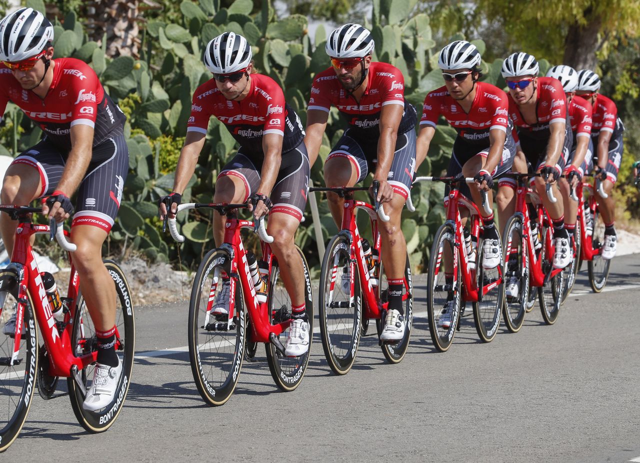 Trek-Segafredo leads the peloton